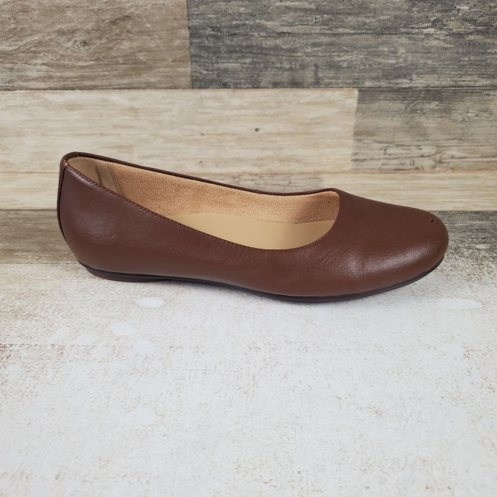 Naturalizer Maxwell Womens Ballet Flat Sz 7.5 W Cocoa Leather Slip On Classic